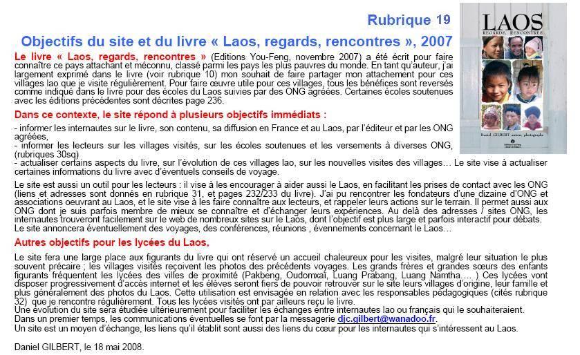 les objectifs du livre , Laos, regards, Rencontres